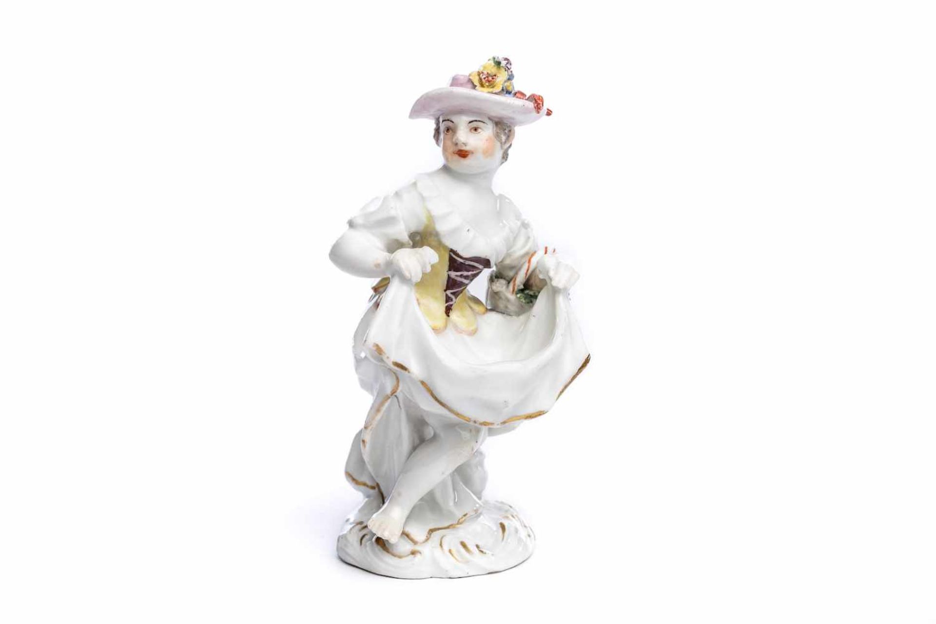 Porzellanfigur "Mädchen mit Schürze", Meissen 1750Porzellanfigur "Mädchen mit Schürze", Meissen