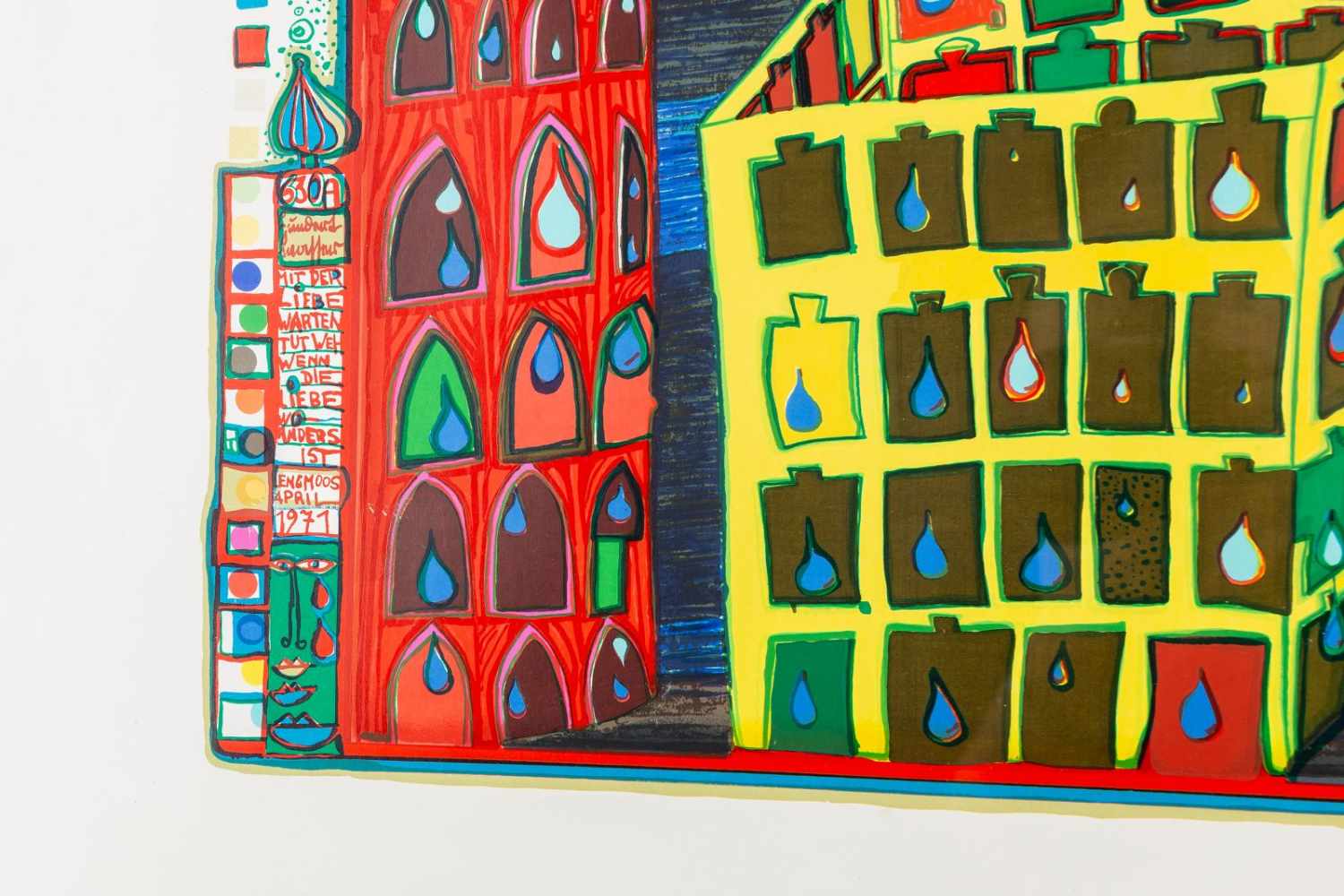 Friedensreich Hundertwasser, "Mit der Liebe warten tut weh, wenn die Liebe woanders ist""Mit der - Image 2 of 2