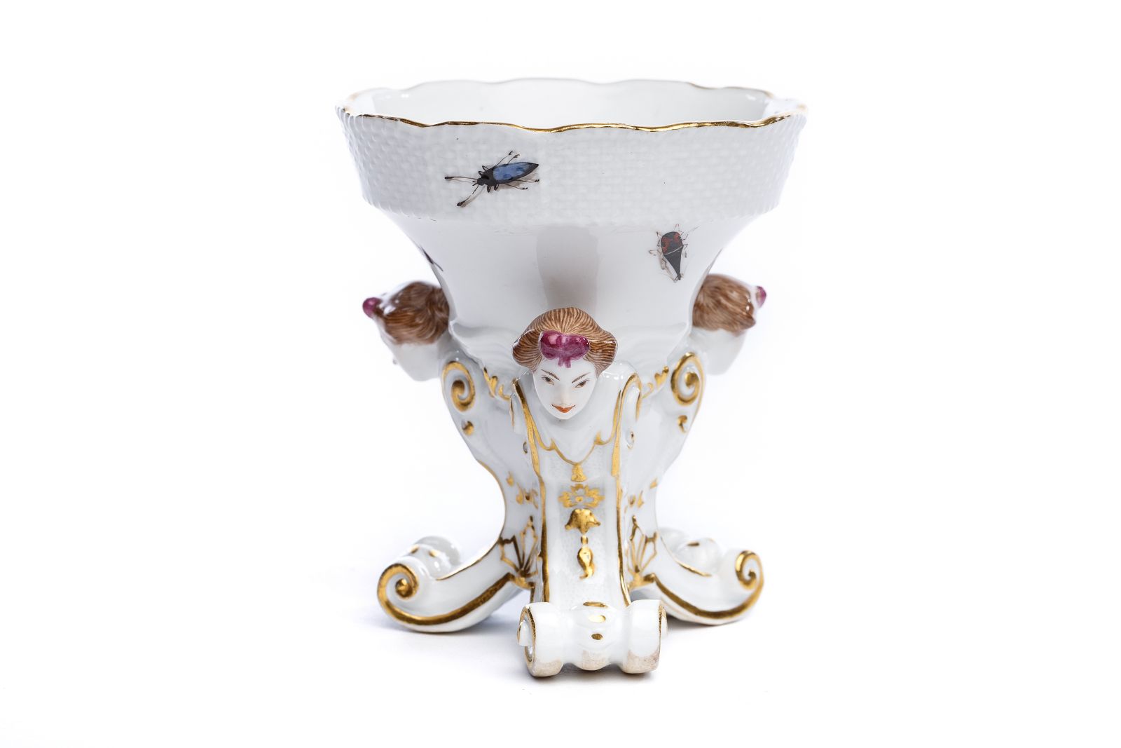 Dreifüßige Gewürzschale "Insekten", Meissen 1740Dreifüßige Gewürzschale "Insekten", Meissen 1740,