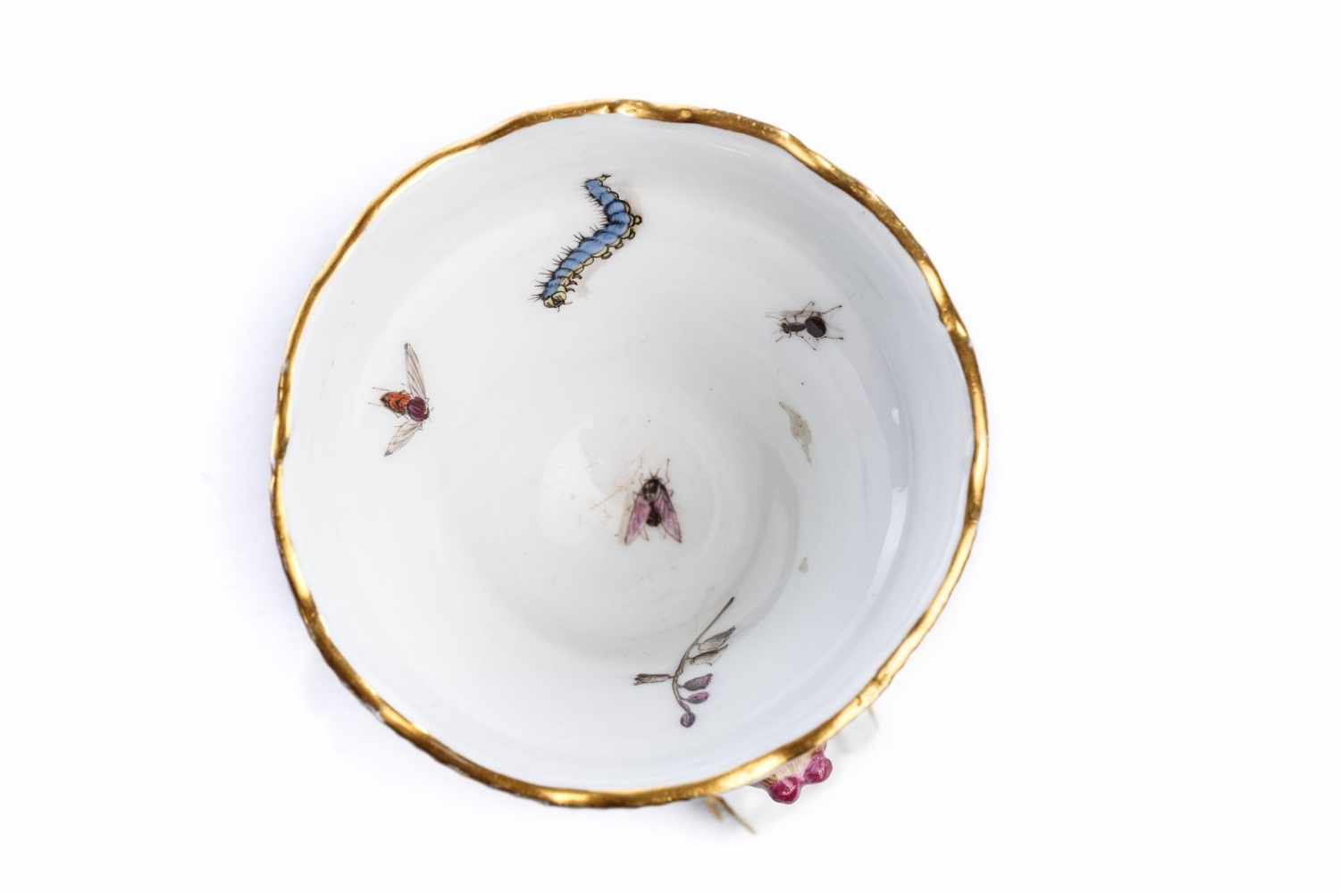 Dreifüßige Gewürzschale "Insekten", Meissen 1740Dreifüßige Gewürzschale "Insekten", Meissen 1740, - Image 5 of 5