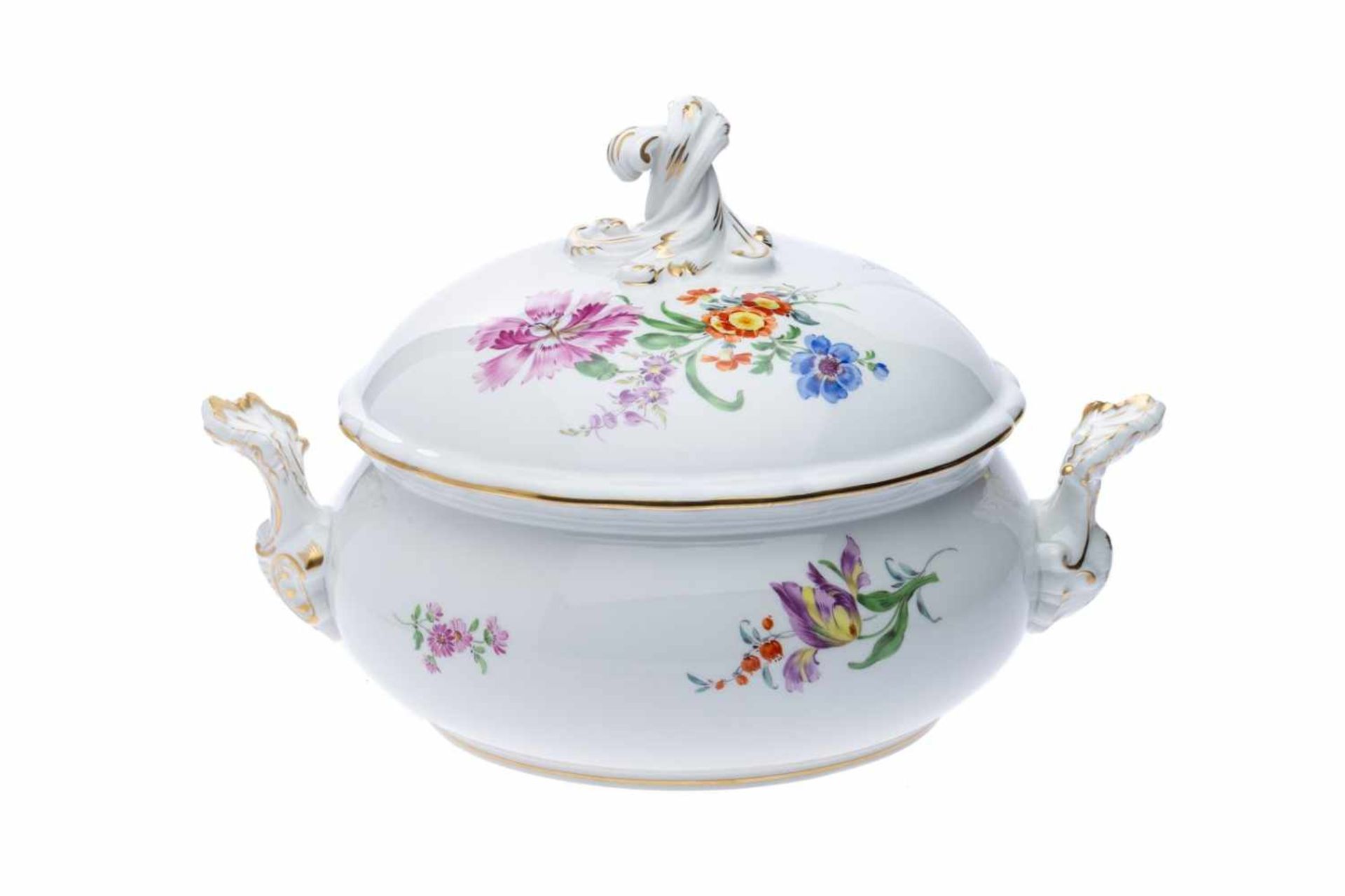 Tafelservice 25 teilig, Meissen "3 Blumen", Reliefform Tafelservice für 6 Personen, Dekor "3 Blumen" - Bild 4 aus 13