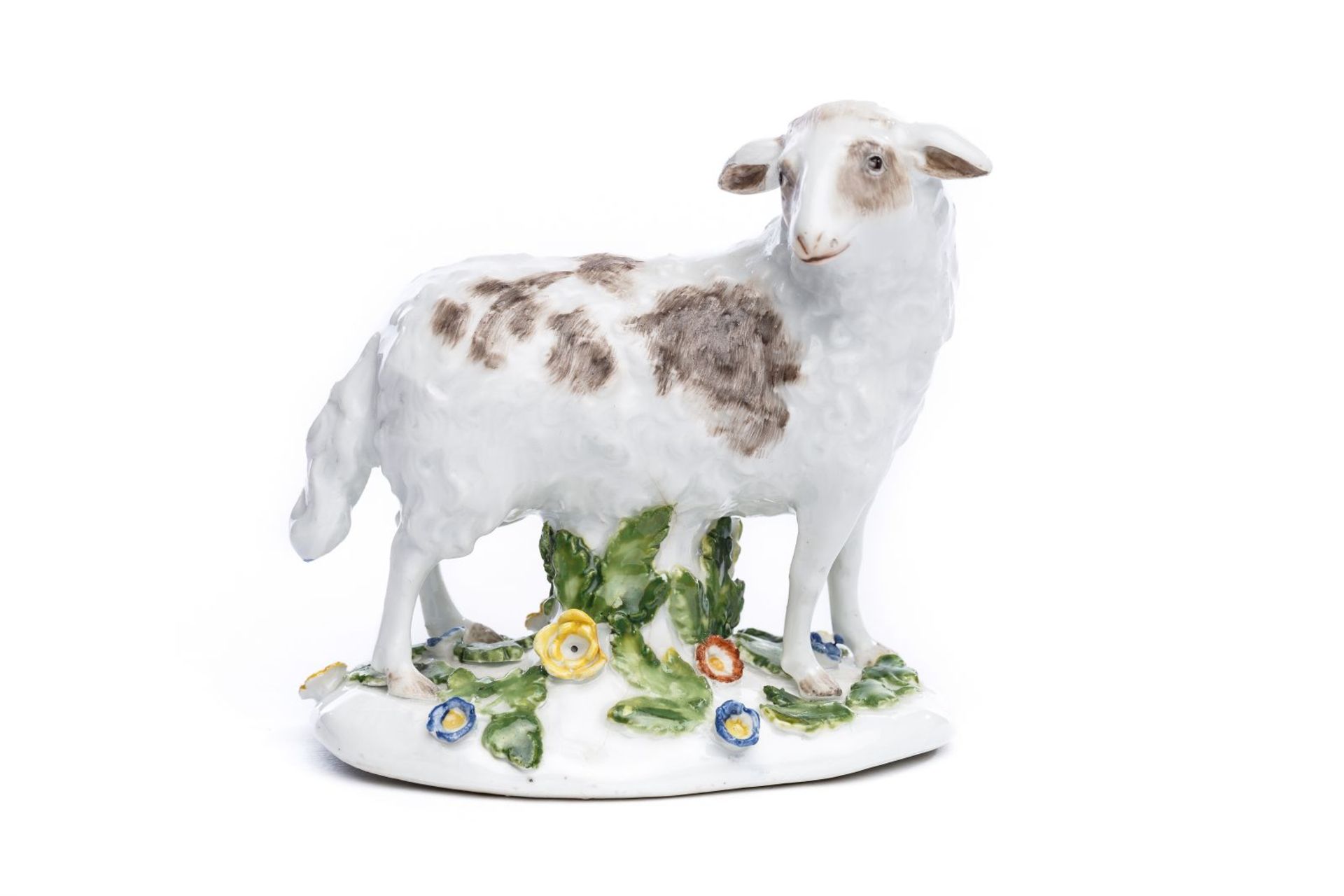 Porzellanfigur "Schaf", Meissen 1750Porzellanfigur "Schaf", Meissen 1750, kleines Schaf auf