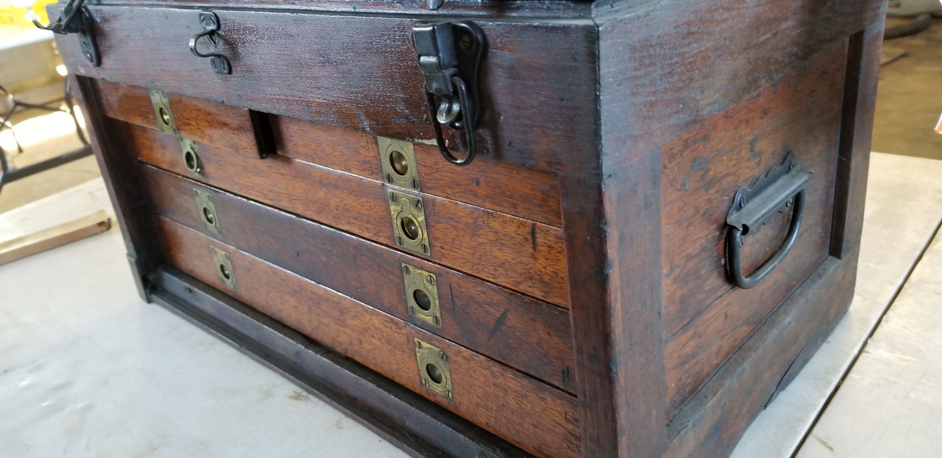 Antique Machinist Chest with Brass Corners - Image 4 of 4