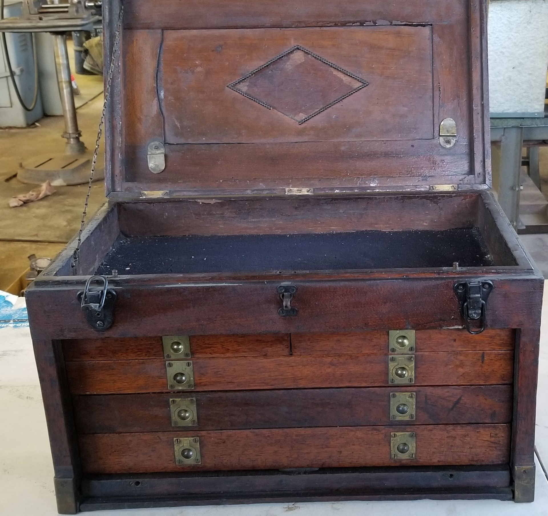 Antique Machinist Chest with Brass Corners - Image 2 of 4