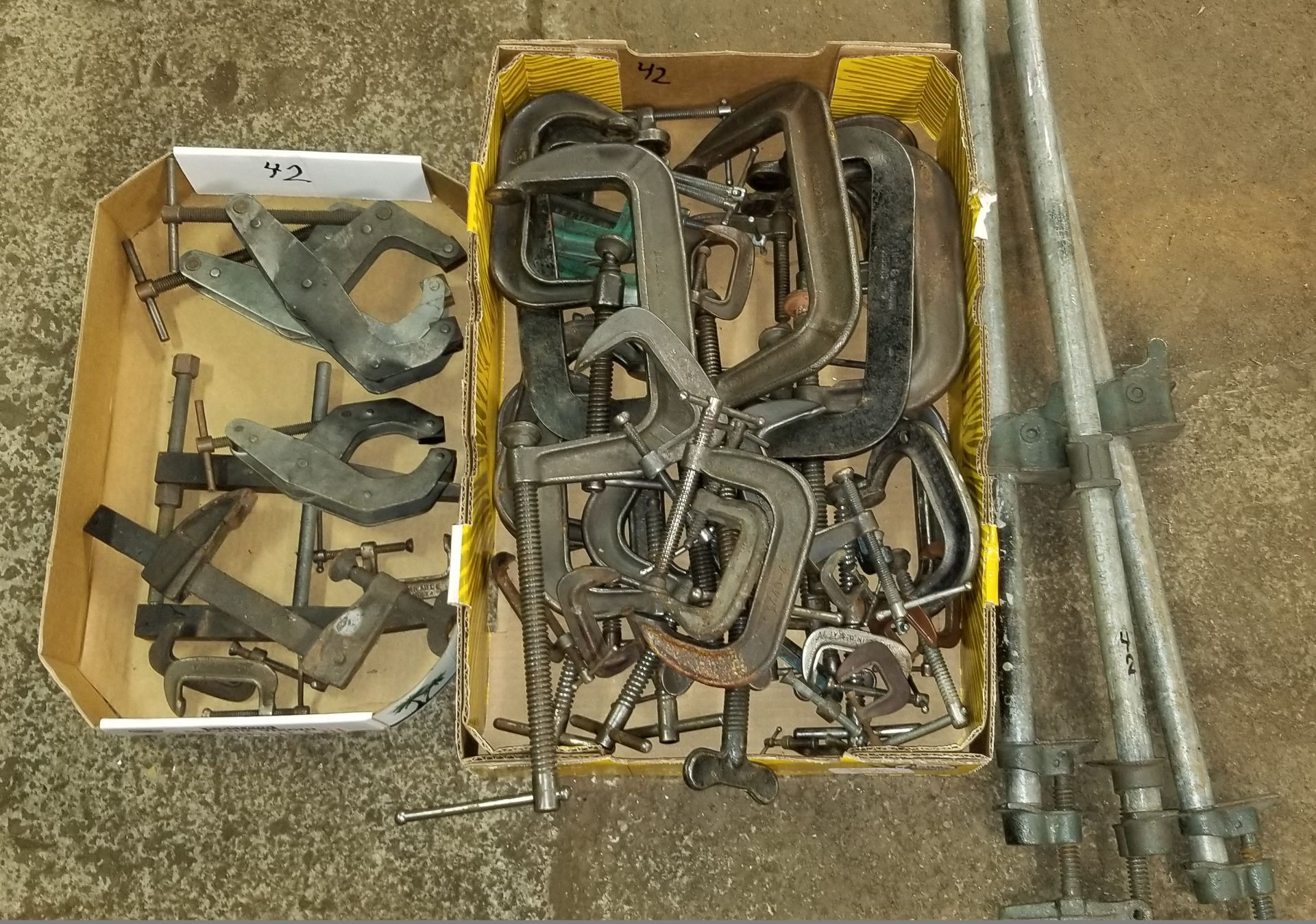 Large Group of C-Clamps and Bar Clamps