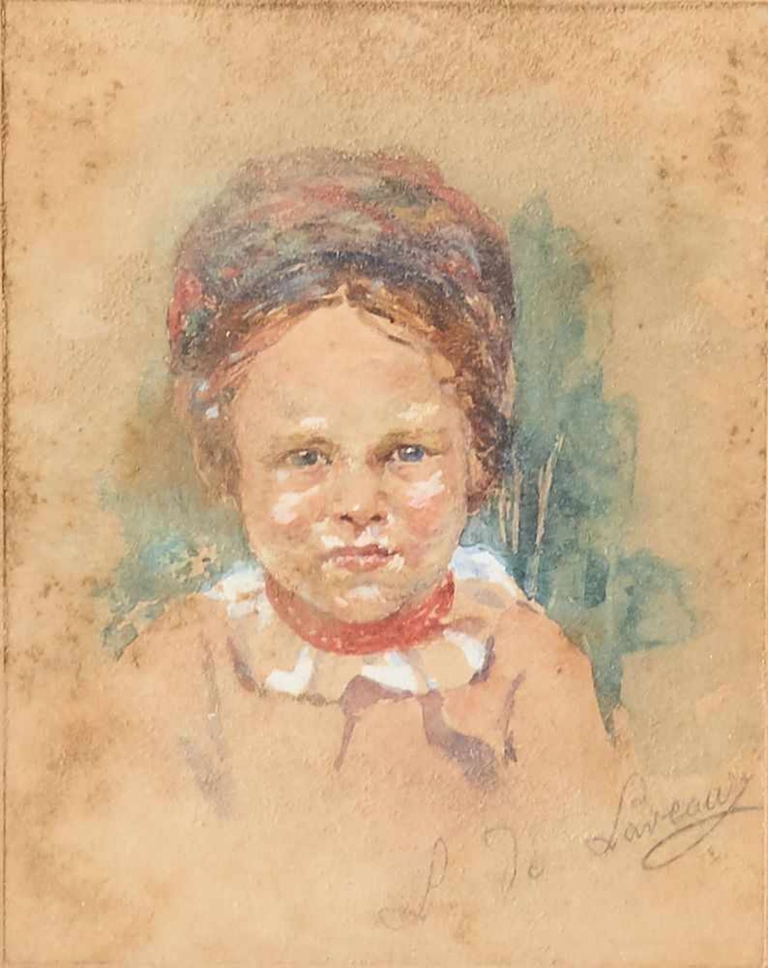 KinderportraitStanislaw Ludwik De Laveaux, (1868-1894)Rechts unten signiert "L de Laveaux", Aquarell