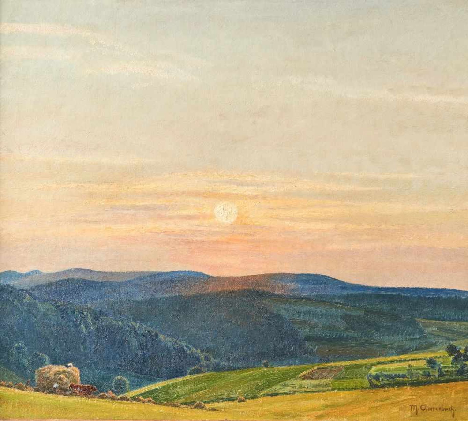 SonnenuntergangMax Clarenbach, (1880-1952)Rechts unten signiert "M.Clarenbach", Öl auf Leinwand,