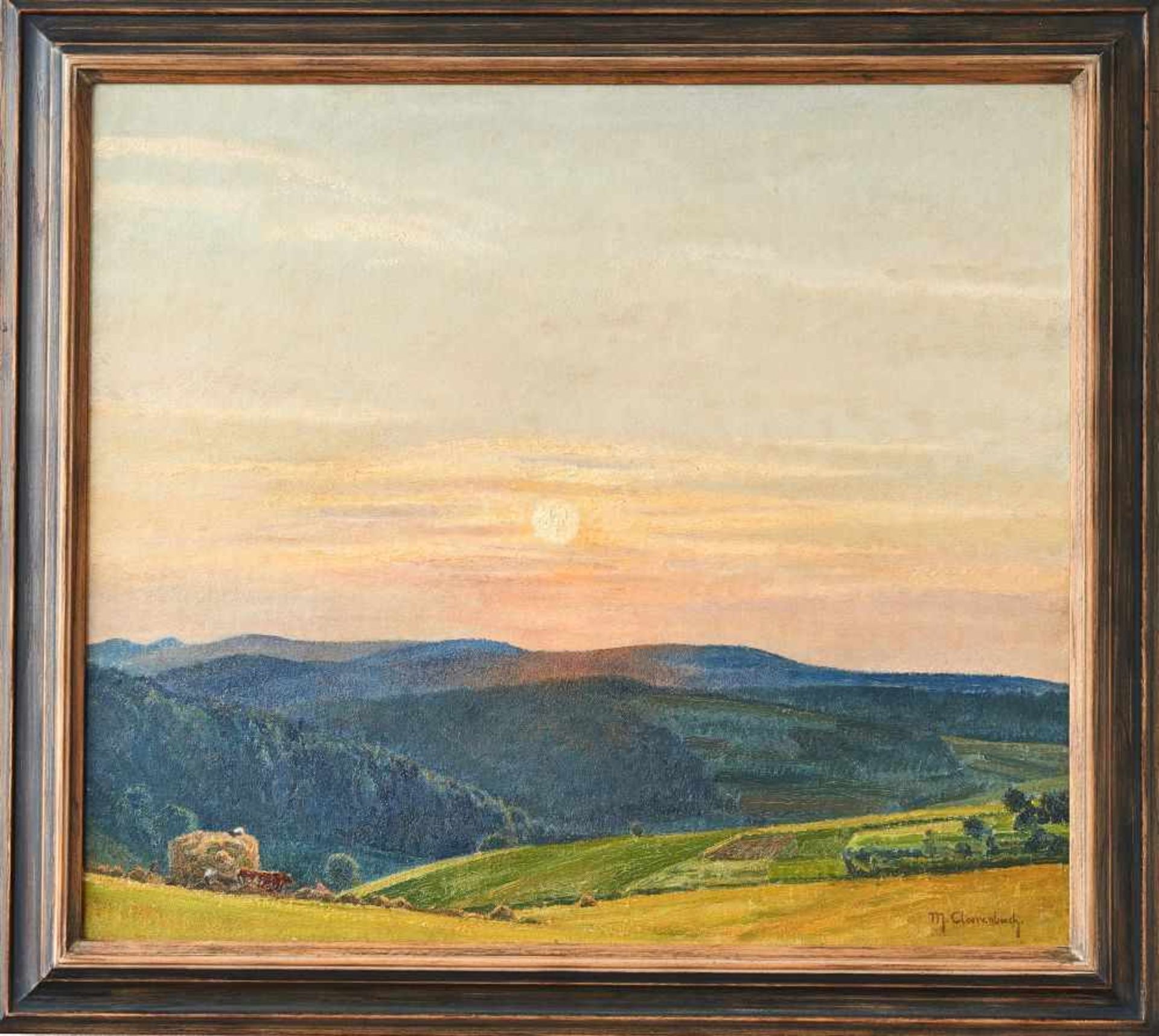 SonnenuntergangMax Clarenbach, (1880-1952)Rechts unten signiert "M.Clarenbach", Öl auf Leinwand, - Bild 3 aus 3
