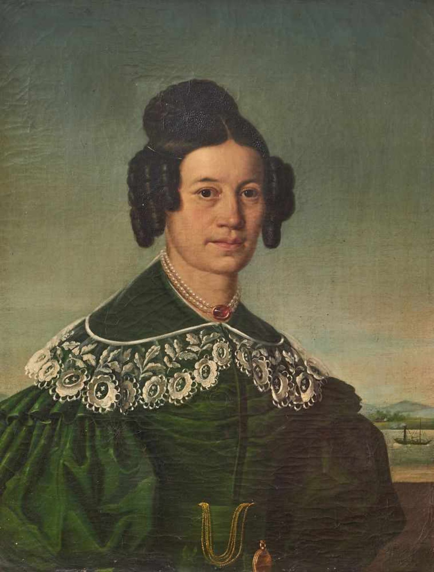 Annette von Droste-Hülshoff ?Rechts unten signiert, unentschlüsselt und datiert "1838", Öl auf