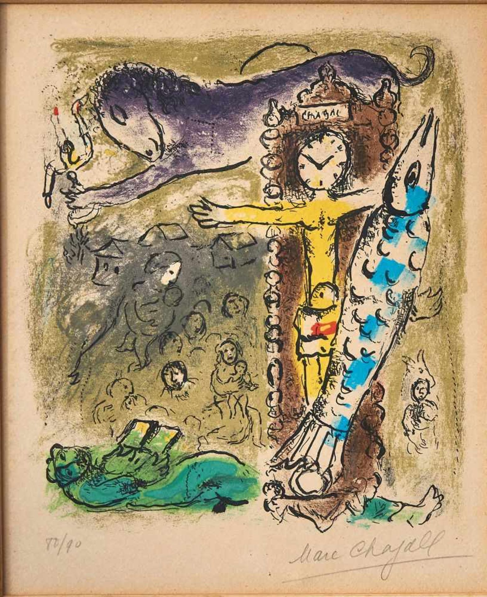 Christus in der Pendeluhr (1957)Marc Chagall, (1887-1985)Rechts unten signiert "Marc Chagall", links