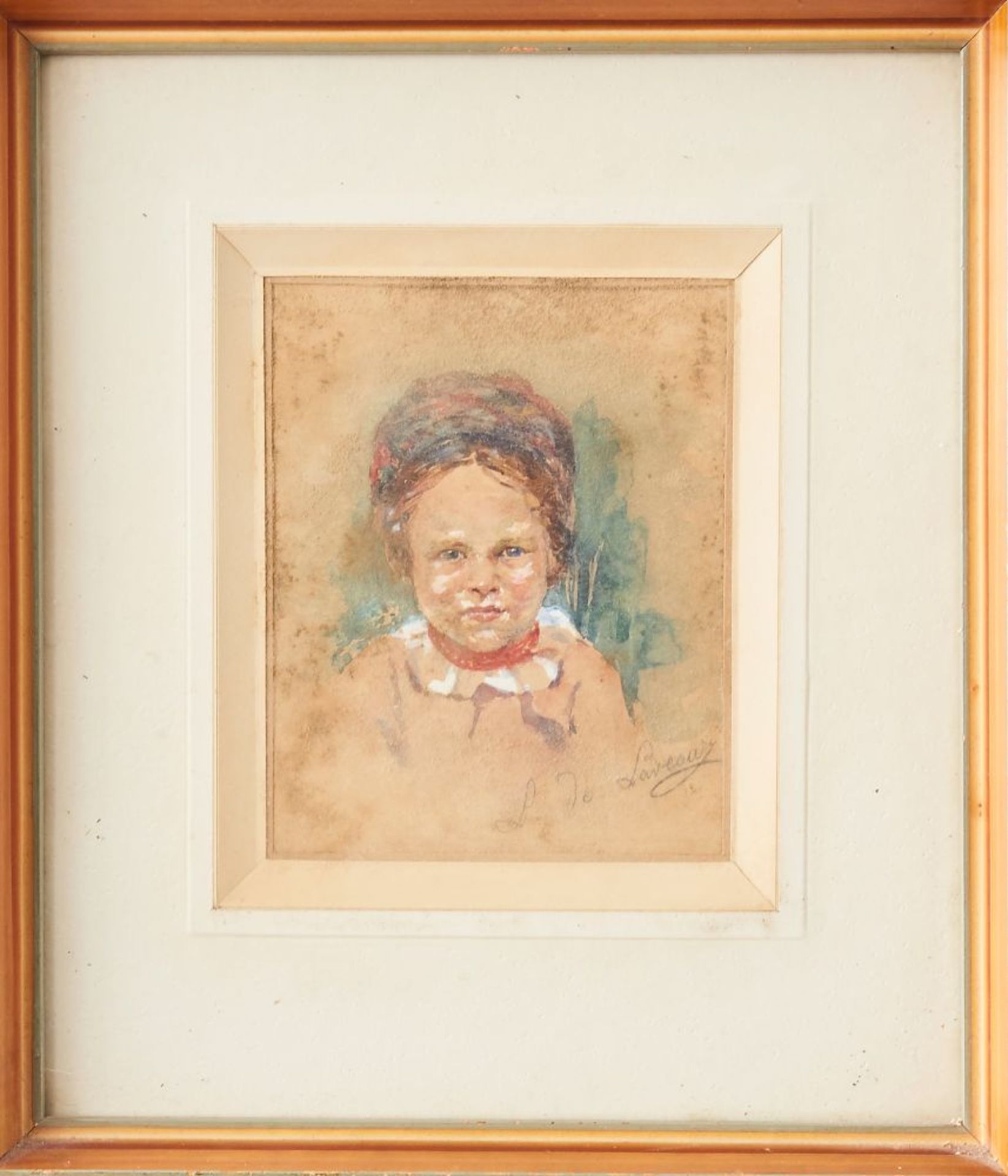 KinderportraitStanislaw Ludwik De Laveaux, (1868-1894)Rechts unten signiert "L de Laveaux", Aquarell - Image 2 of 2