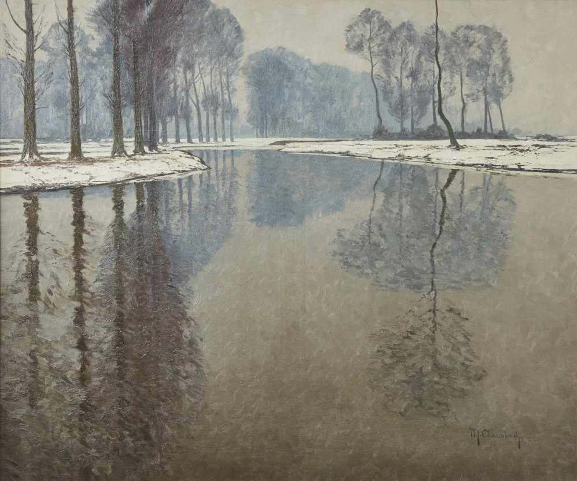 Winter an der ErftMax Clarenbach, (1880-1952)Rechts unten signiert "M.Clarenbach'", Öl auf Leinwand,