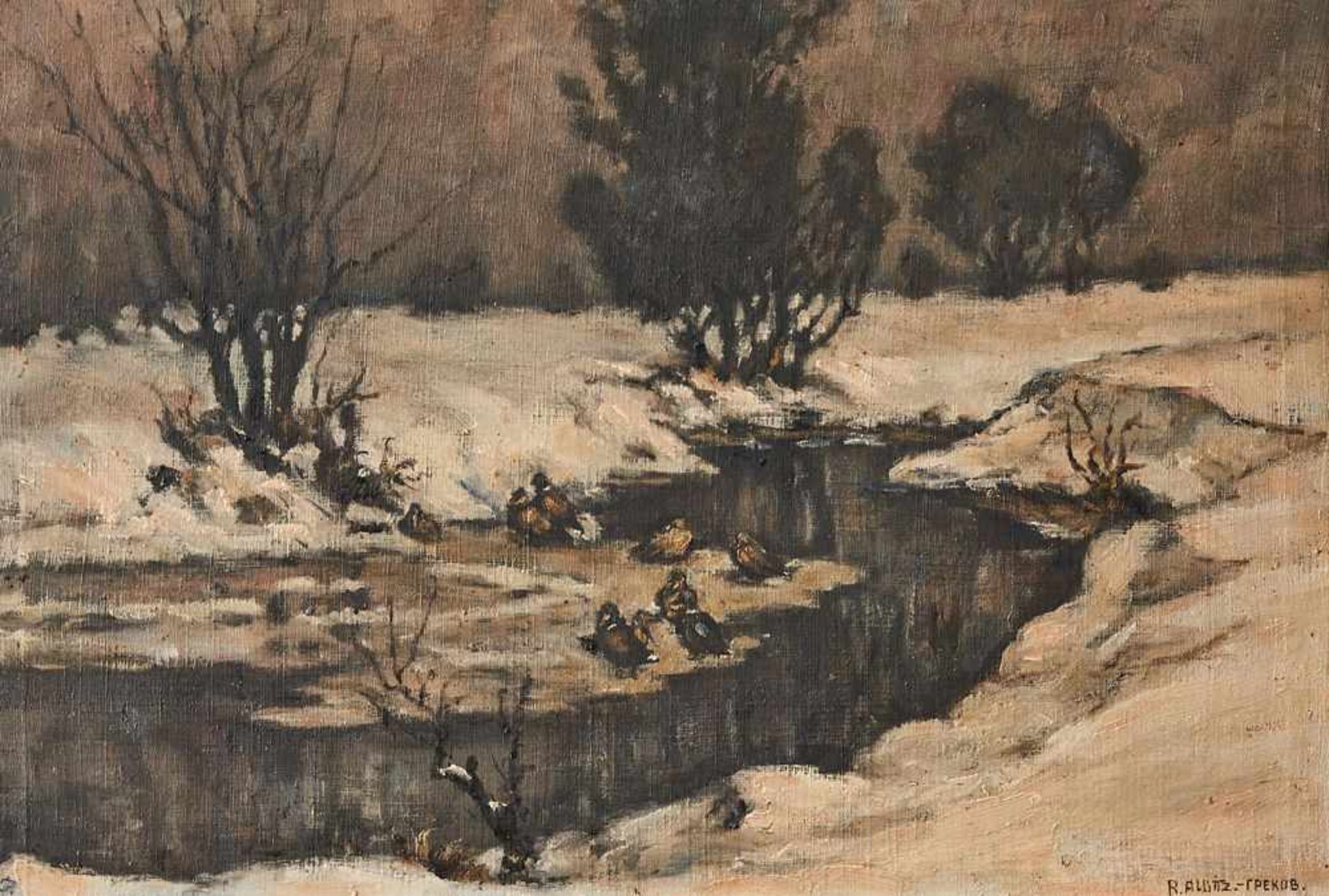 WinterlandschaftRichard Albitz, (1876-1954)Rechts unten signiert und datiert, Öl auf Leinwand,