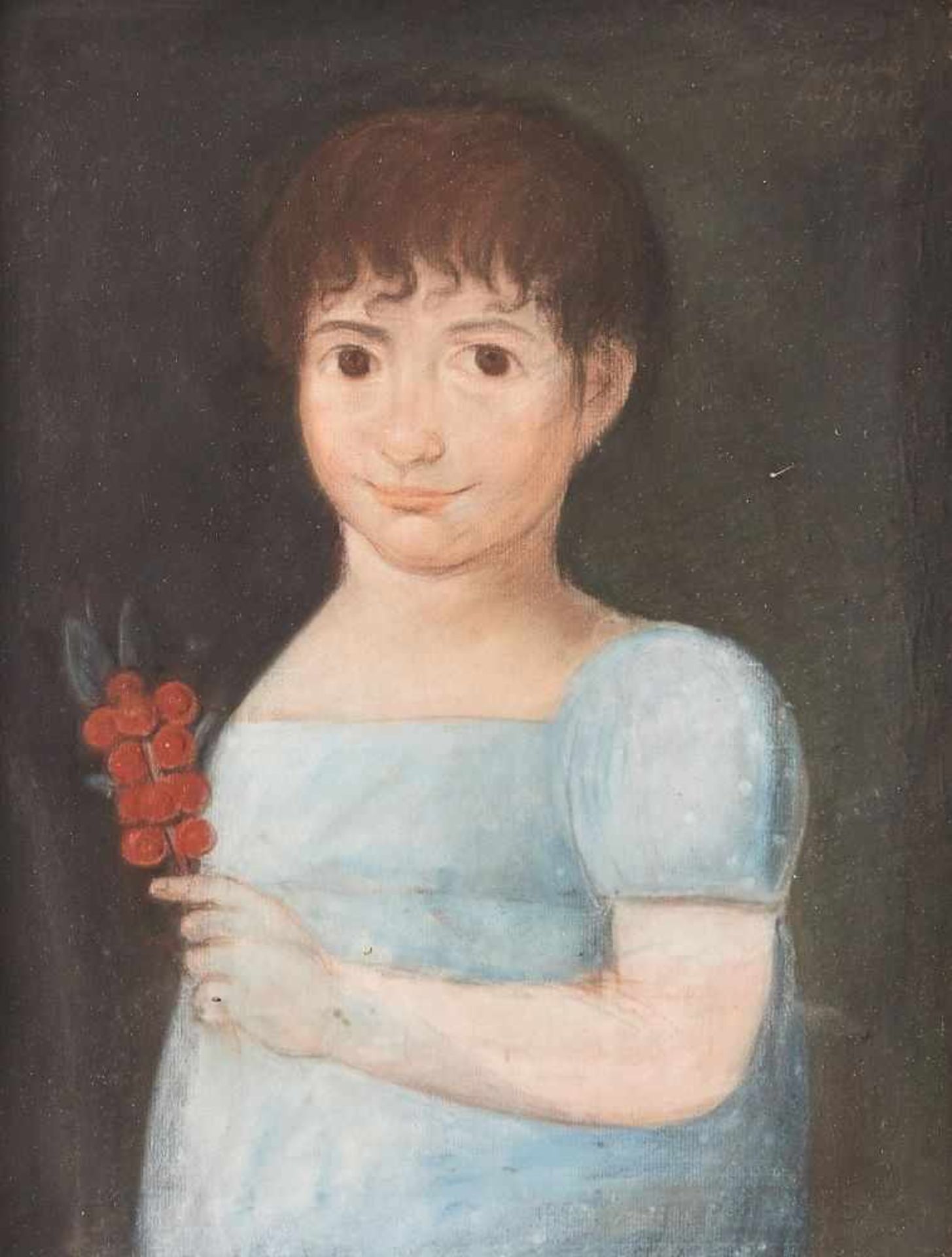 Biedermeier KinderportraitRechts oben bezeichnet, Pastell auf Papier, 19. Jhdt., gerahmt. Lichtes