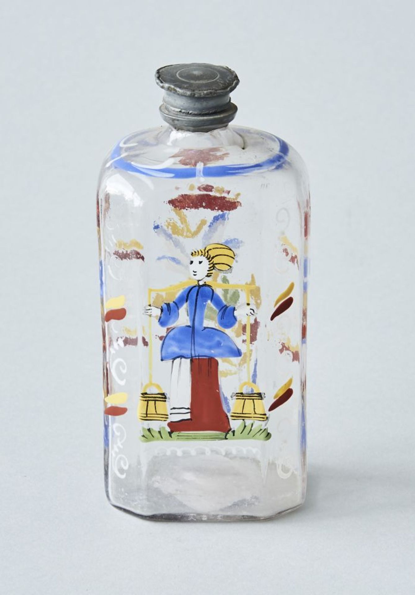 Schnapsflasche, süddeutsch 18. Jhdt.Glas Schnapsflasche mit Abriss, süddeutsch wohl 18. Jhdt., mit