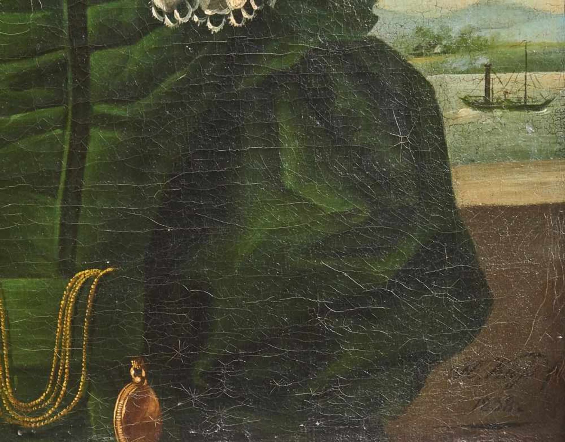 Annette von Droste-Hülshoff ?Rechts unten signiert, unentschlüsselt und datiert "1838", Öl auf - Bild 2 aus 3