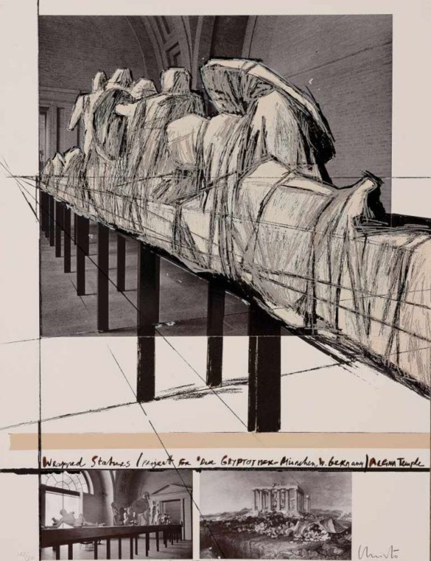 CHRISTO (Bulgaria, 1935)"Wapped Statues, Project For the Glyptother, Munich West , Germany"