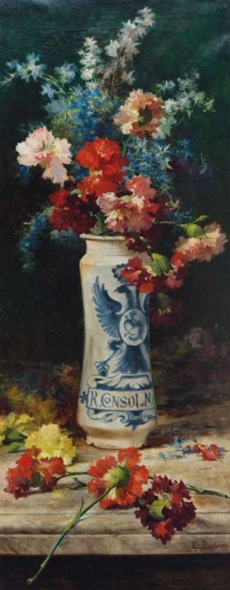 BLAS BENLLIURE (Valencia, 1852-Madrid, 1936)"Albarelo con flores"Óleo/Lienzo22-6firmado: Blas