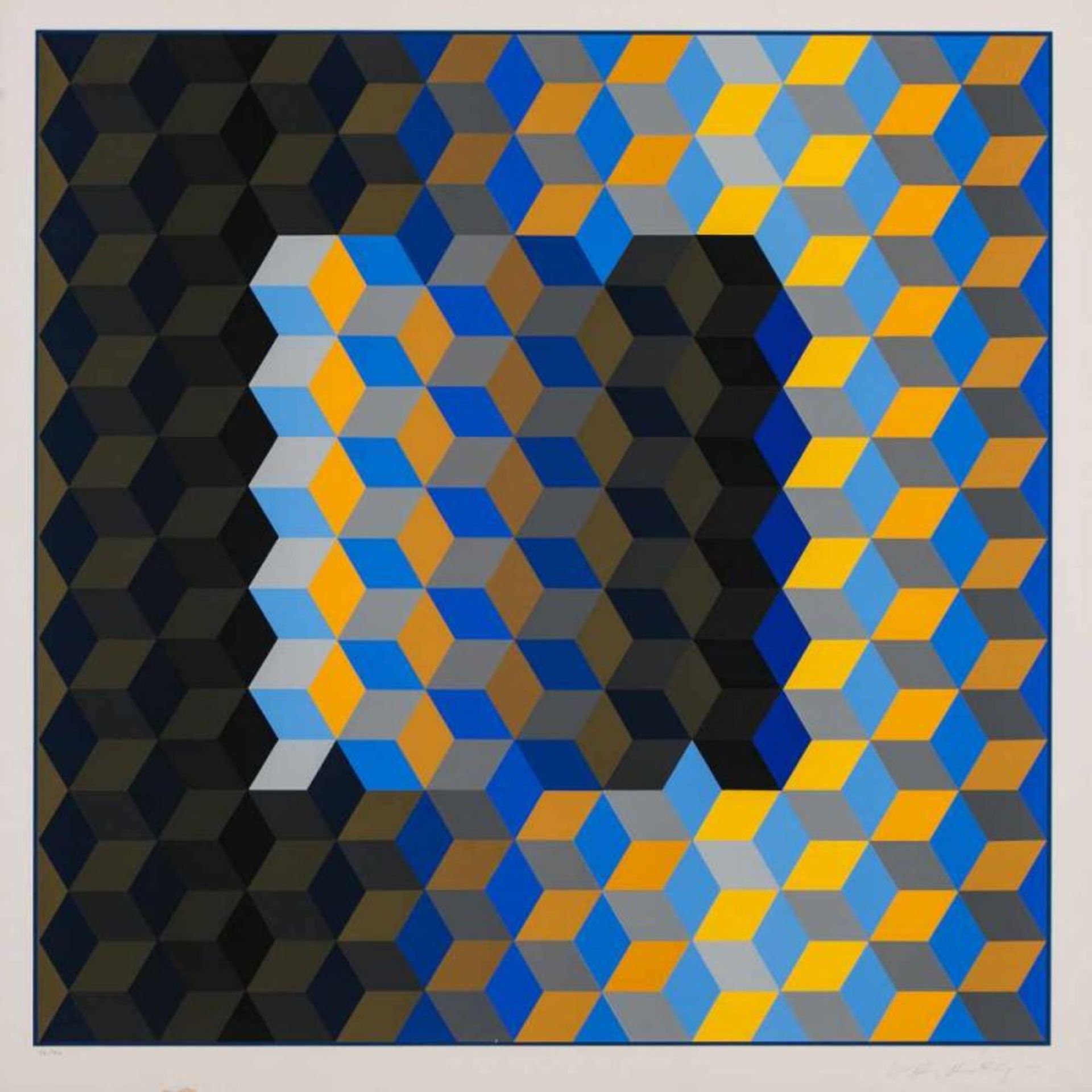 VICTOR VASARELY (Hungria, 1906 -Francia, 1997)"Sin Título"Serigrafía/Papel.firmado: Vasarely. A