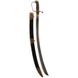 A GEORGIAN INFANTRY HANGER, 75.5cm slightly curved plain blade, sharpened for use, copper stirrup