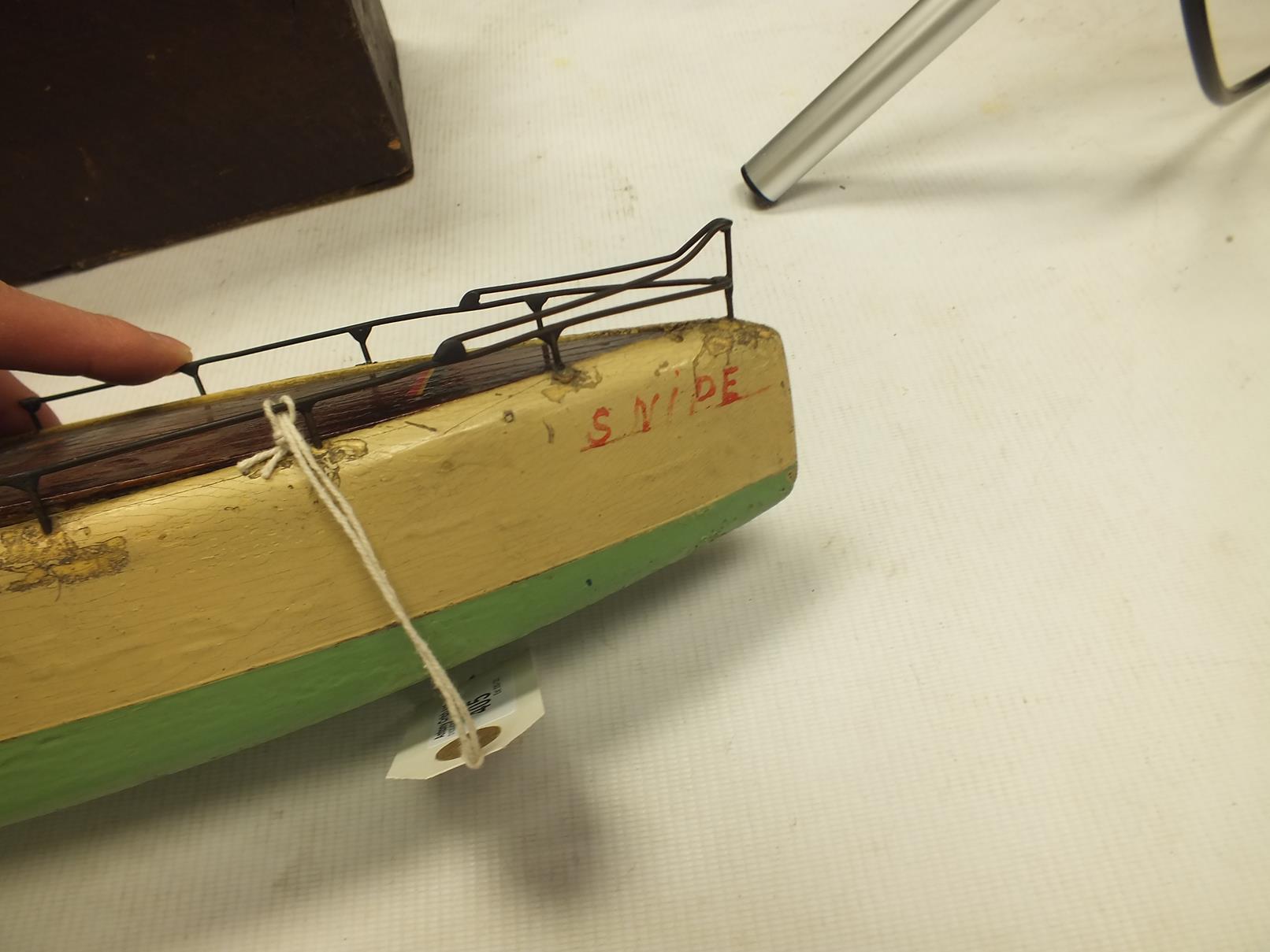 A BOWMAN HOBBIES STEAM SPEEDBOAT "SNIPE", with steam mechanism, the hull painted cream and green ( - Image 8 of 10