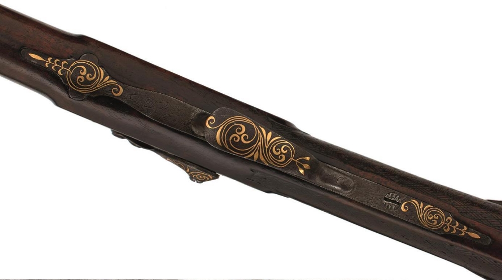 A PRESENTATION QUALITY .650 CARBINE BORE OTTOMAN PERCUSSION SPORTING RIFLE, 29inch sighted chiselled - Image 8 of 24