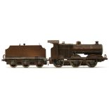 A SMALL BRASS ELECTRIC TRAIN, and accompanying tender. (2)