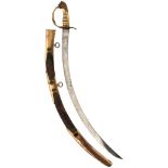 AN 1803 PATTERN FLANK COMPANY OFFICER'S SWORD, 71cm sharply curved frost etched blade by H. OSBORN