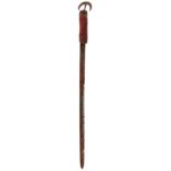 AN EXTREMELY RARE 18TH CENTURY TIPU SULTAN ROCKET, 93cm broad sword blade, characteristic leather