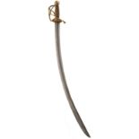 A SCARCE WALLON HILTED BADEN BADEN CAVALRY OFFICER'S SWORD, 82.5cm sharply curved blade marked LWM