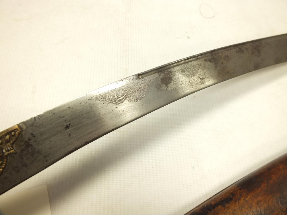 A YATAGHAN, 60.5cm recurved fullered blade decorated with several small panels of scrolling - Image 4 of 13