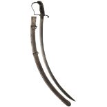 A GEORGIAN FLANK COMPANY OFFICER'S SWORD, 74.5cm sharply curved unfullered blade, regulation steel