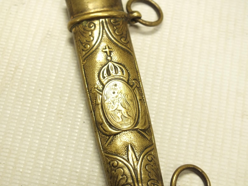 A 19TH CENTURY NORWEGIAN NAVAL OFFICER'S DIRK, 21cm flattened diamond section blade decorated with - Image 14 of 15