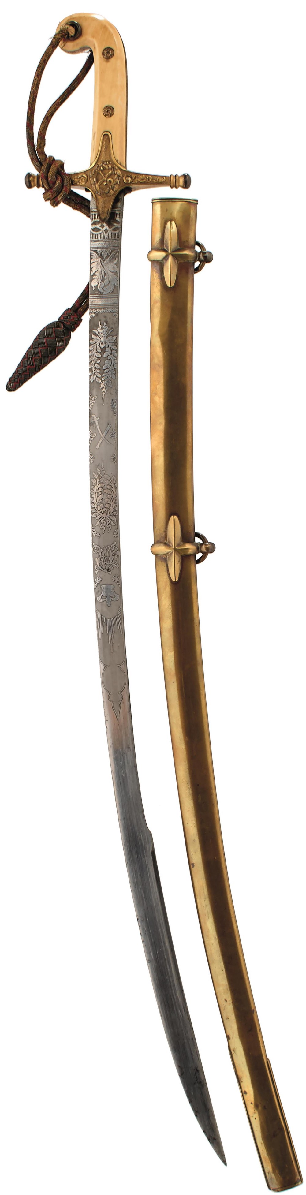AN 1831 PATTERN VICTORIAN GENERAL OFFICER'S MAMELUKE, 72.5cm slightly curved clipped back blade