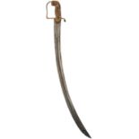 AN UNUSUAL GEORGIAN SABRE, 76.5cm sharply curved multi-fullered blade decorated with stands of arms,