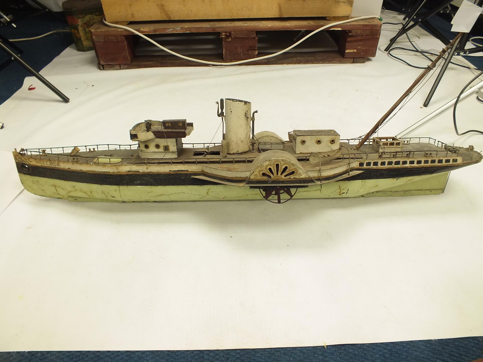 A LIVE STEAM PADDLE STEAMER, named WEST BAY, painted in green, black and white, condition worn, - Image 13 of 13