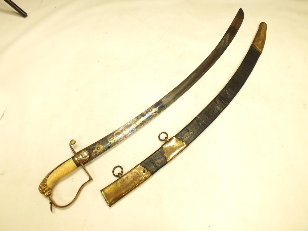 A GEORGIAN GRENADIER GUARDS OFFICER'S SWORD, 82.5cm sharply curved blade by Runkel, decorated with - Image 3 of 19