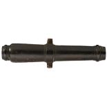 A 19TH CENTURY CHINESE BRONZE CANNON, 18inch three-stage barrel with ringturned 1.5inch bore muzzle,