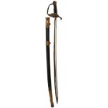 A FRENCH MODEL 1837 PATTERN NAVAL OFFICER'S SWORD, 70cm double fullered curved blade struck with a