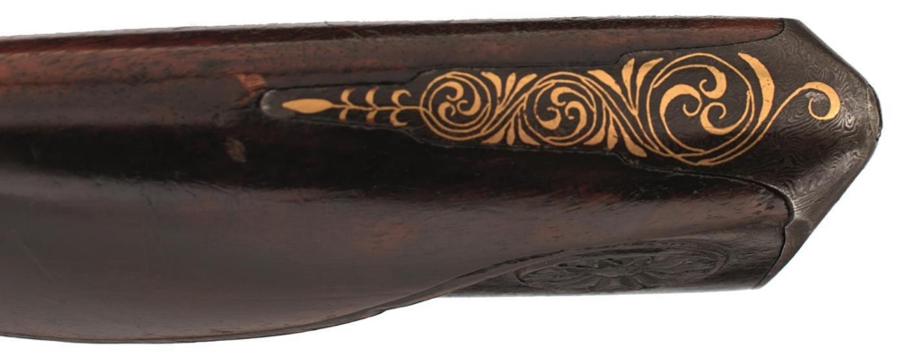 A PRESENTATION QUALITY .650 CARBINE BORE OTTOMAN PERCUSSION SPORTING RIFLE, 29inch sighted chiselled - Image 6 of 24