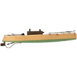 A BOWMAN HOBBIES STEAM SPEEDBOAT "SNIPE", with steam mechanism, the hull painted cream and green (