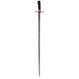 AN 18TH CENTURY CONTINENTAL SILVER MOUNTED HUNTING HANGER, 65.5cm blade with chiselled back edge and