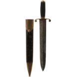 AN UNUSUAL 19TH CENTURY SCOTTISH SIDE ARM OR SHORT SWORD, 37cm flattened diamond section broad blade