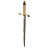 AN IMPERIAL RUSSIAN NAVAL DIRK, 23.25cm flattened diamond section Zlatoust marked blade,