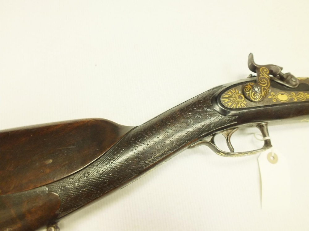 A PRESENTATION QUALITY .650 CARBINE BORE OTTOMAN PERCUSSION SPORTING RIFLE, 29inch sighted chiselled - Image 11 of 24