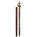 AN 18TH CENTURY INDIAN FIRANGI, 99cm broad sword blade, probably of Italian manufacture being