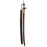 AN 18TH CENTURY INDIAN FIRANGI 91.5cm slightly curved triple fullered blade struck with a mark,