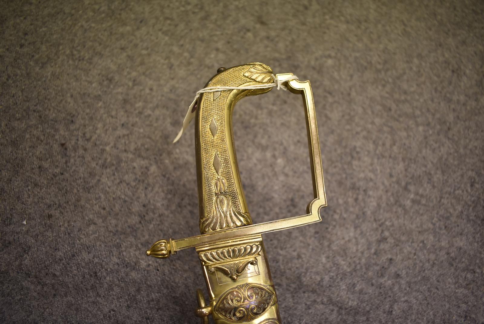 A GEORGIAN IRISH MILITIA PRESENTATION SABRE BY PROSSER, 80cm curved blade frost etched and decorated - Image 17 of 17