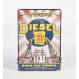 Drehschild "Powerful Diesel" mit Kalenderfunktion, 26x37 cm, Funktion ok, min. Klebereste auf