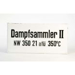 Emailleschild "Dampfsammler", Germany VK, 30x60 cm, min. LM an den Rändern, sonst sehr guter